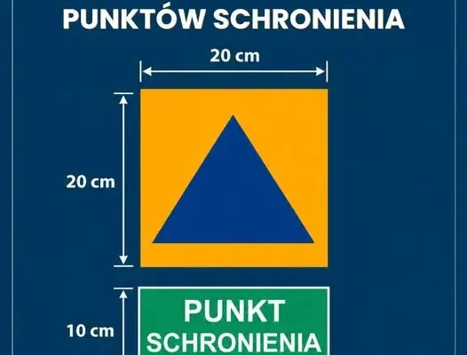 Nowe oznakowanie punktów schronienia – niebieski trójkąt i zielony napis