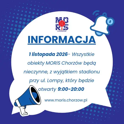 1 listopada: które obiekty MORiS Chorzów będą zamknięte?